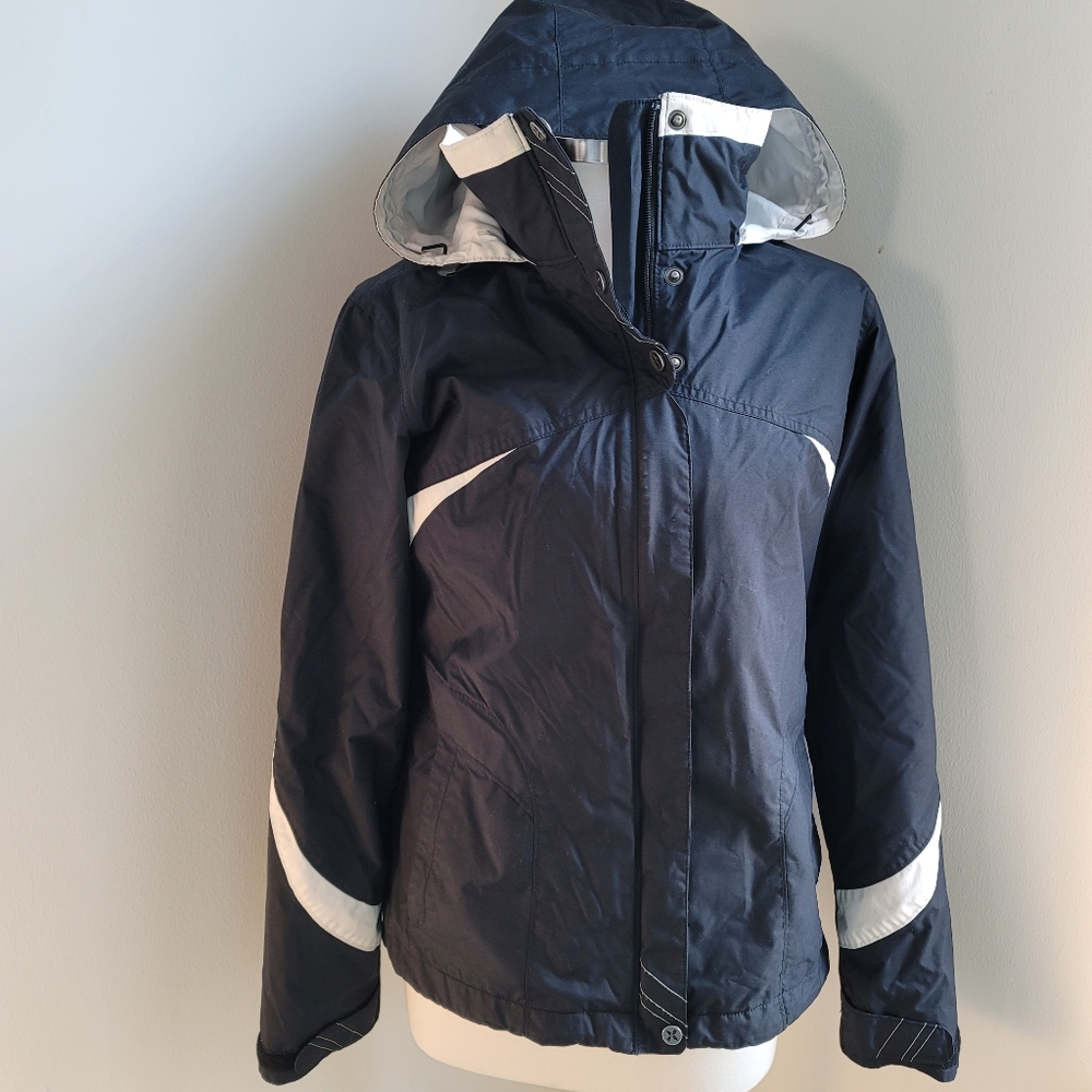 Columbia Women's Omni-Tech Interchange Winter Waterproof Black White Jacket Sz M